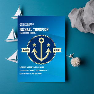 Navy themed Graduation Party Invitation
