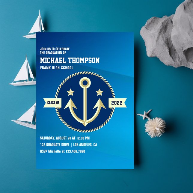 Navy themed Graduation Party Invitation (Creator Uploaded)