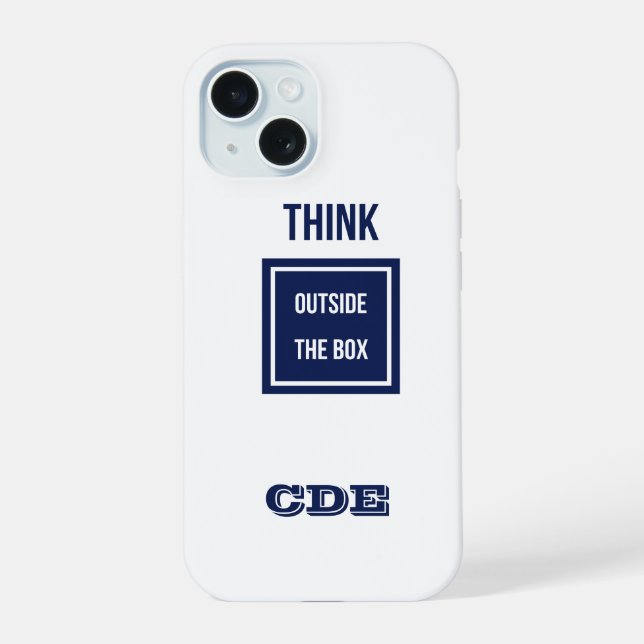 Navy think outside the box monogram iPhone 15 case (Back)
