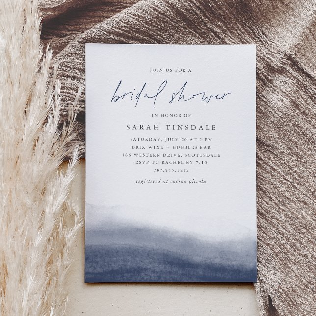Navy Tides Coastal Watercolor Bridal Shower Invitation (Creator Uploaded)