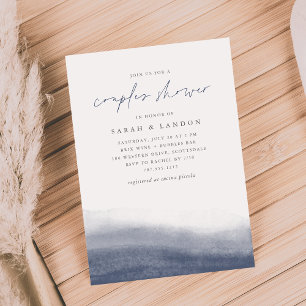 Navy Tides Coastal Watercolor Couples Shower Invitation