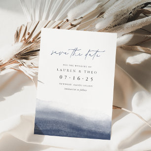 Navy Tides Elegant Simple Coastal Watercolor Save The Date