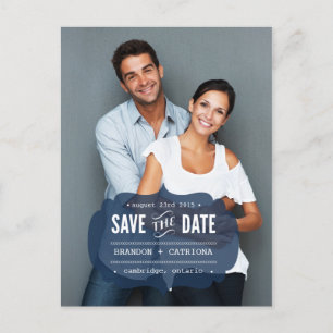 Navy Transparent Label   Save the Date Postcard