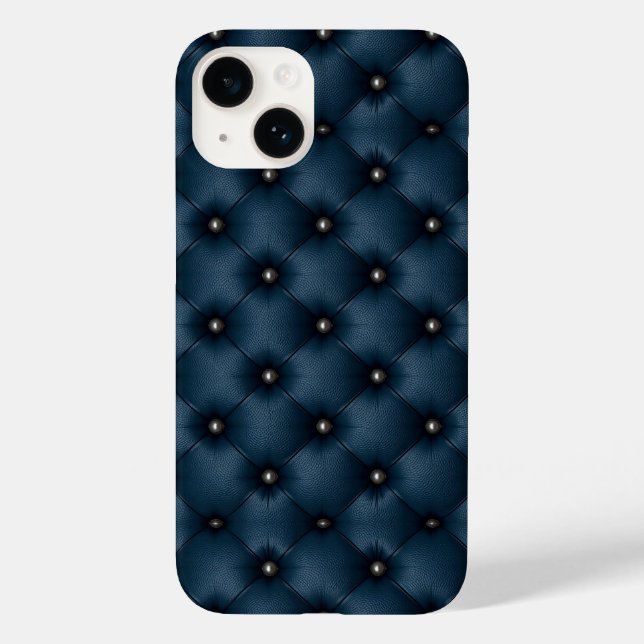 Navy Tufted Leather Luxury Elegant Texture Style ✨ Case-Mate iPhone Case (Back)