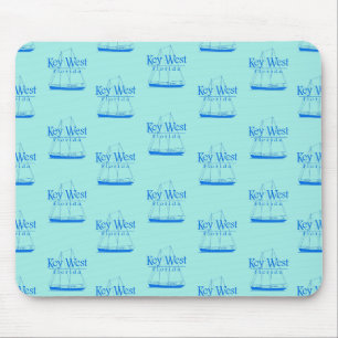 Navy Turquoise Key West Florida Nautical Sailboat Mouse Pad