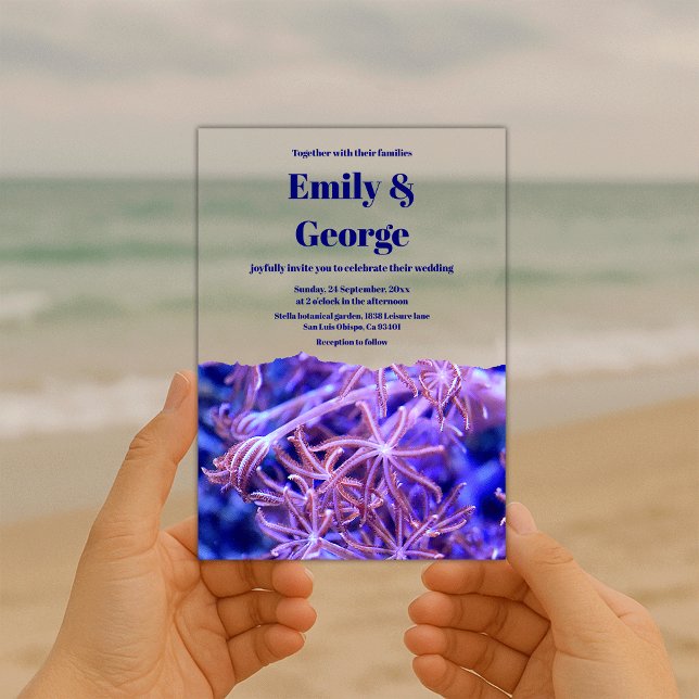 Navy Under the Sea Reefs Beach Coastal Wedding Acrylic Invitations (Creator Uploaded)