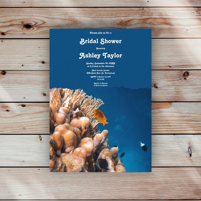 Navy Underwater Fish Reefs Coastal Bridal Shower Invitation (Creator Uploaded)
