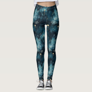 Navy Underwater Jellyfish Marine Life Pattern Leggings