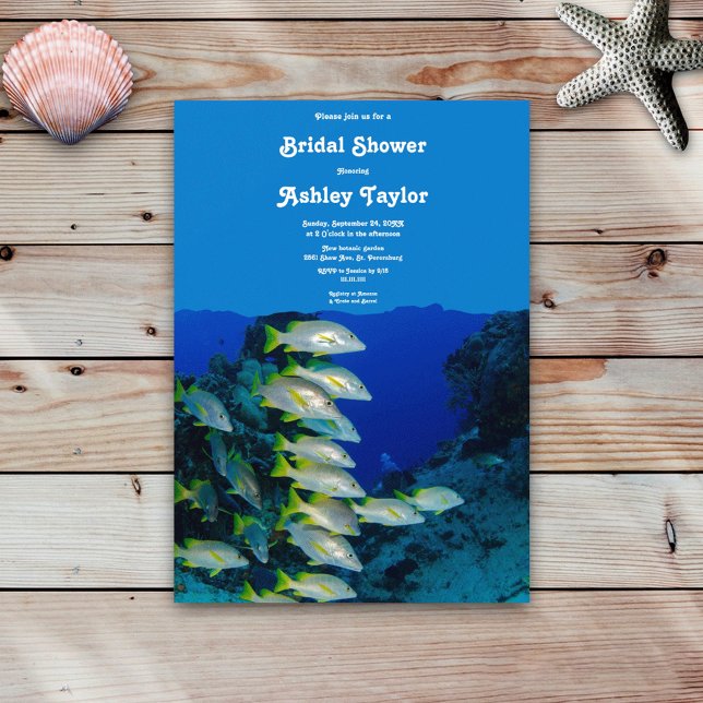 Navy Underwater Sea Fish Coastal Bridal Shower Invitation (Creator Uploaded)