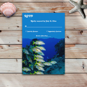 Navy Underwater Sea Fish Nautical Coastal Wedding RSVP Card