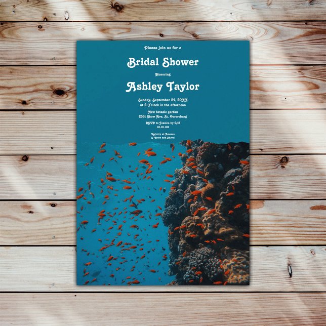 Navy Underwater Sea Fish Reefs Beach Bridal Shower Invitation (Creator Uploaded)