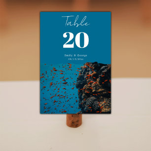 Navy Underwater Sea Fish Reefs Ocean Beach Wedding Table Number