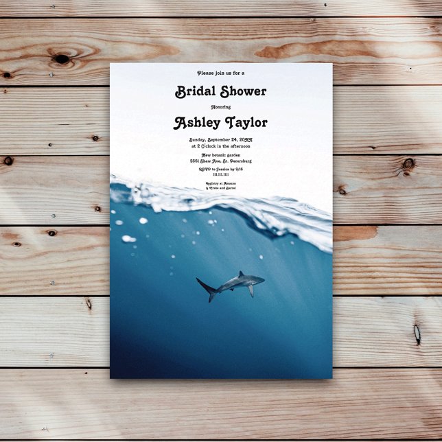 Navy Underwater Shark Nautical Beach Bridal Shower Invitation (Creator Uploaded)