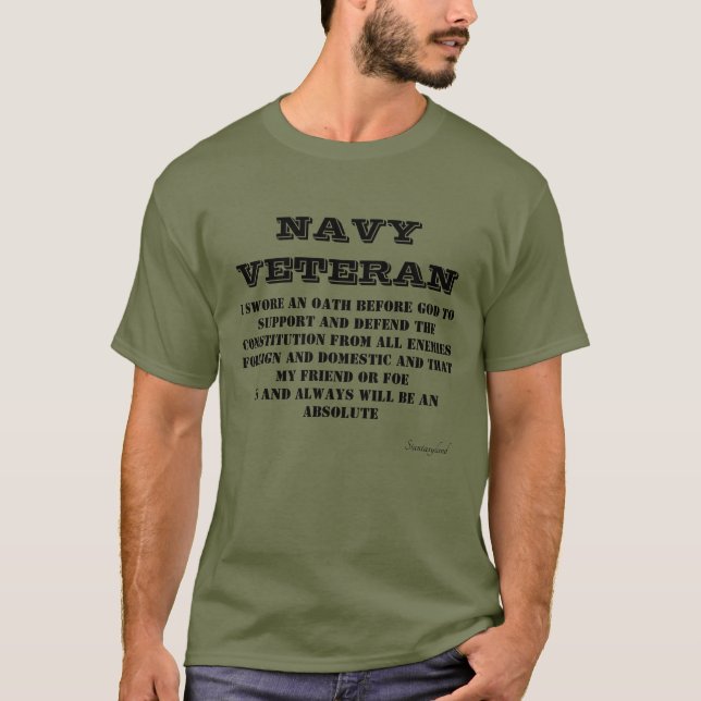 NAVY VETERAN  Oath Green T-Shirt T-Shirt (Front)