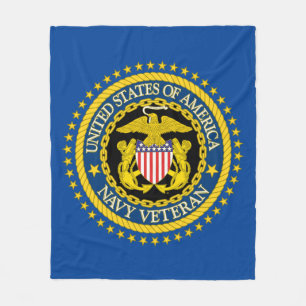 Navy Veteran Trucker Hat Fleece Blanket