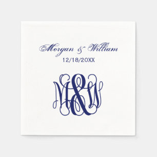 Navy Vine Script Monogram B&G DIY BG Napkin