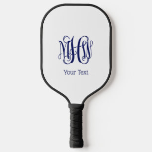 Navy Vine Script Monogram DIY BG Pickleball Paddle