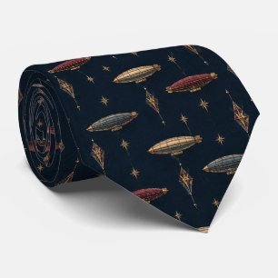 Navy Vintage Airship Celestial Tie