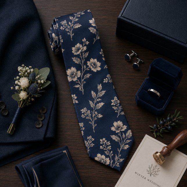 Navy Vintage Botanical  Tie (Creator Uploaded)