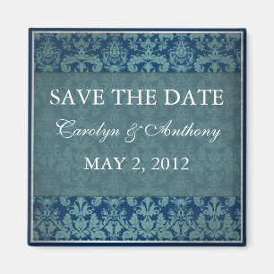 Navy Vintage Damask SAVE THE DATE Magnet
