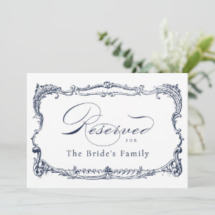 Navy Vintage Frame Classic Script Reserved Sign Invitation