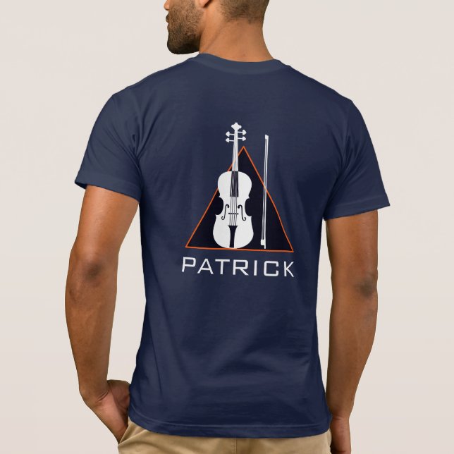 Navy violin with name minimal and modern Violinist T-Shirt (Back)