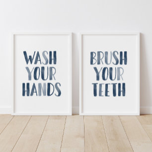 Navy Wash Your Hands Brush Your Teeth Bathroom