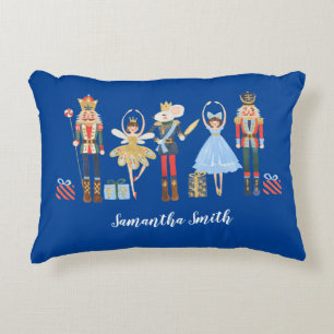 Navy Watercolor Christmas Nutcracker Pillowcase Decorative Cushion