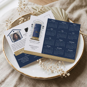 Navy Watercolor Door Real Estate Calendar 2027 Postcard