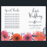 Navy Watercolor Floral Wedding Program Booklet<br><div class="desc">This template is set up and ready for you to overwrite with all your own wedding ceremony details. You can simply do it by typing over the example text in the boxes under the Personalise area. Or you can press the customise button to go to the more detailed editing area...</div>