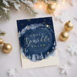 Navy Watercolor Ink & Jewels Snowy Winter Forest Foil Holiday Card<br><div class="desc">Our starry golden jewel abstract winter night gold foil Christmas collection captures royal opulence with a modern abstract twist. Deep navy blues, golden and blue jewels, and hints of blue shades create an elegant winter night ambiance. Design features our hand-drawn navy watercolor abstract ink design with accents of golden jewel,...</div>