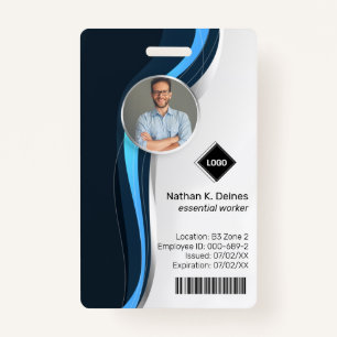 Navy Wave   Employee Photo ID Company Security ID Badge