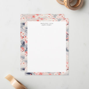 Navy Waves Sakura Elegant Floral Card