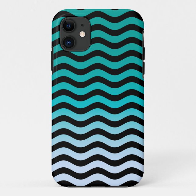 Navy Wavy Stripes Nautical Pattern Case-Mate iPhone Case (Back)