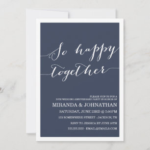 Navy Wedding Anniversary Invitations