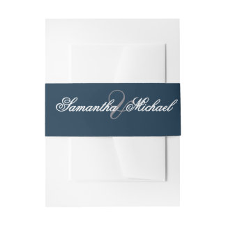 Navy Wedding Belly Band – First Names Invitation Belly Band