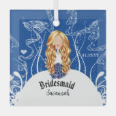 Navy Wedding Gown Bridesmaid Christmas Ornament (Front)