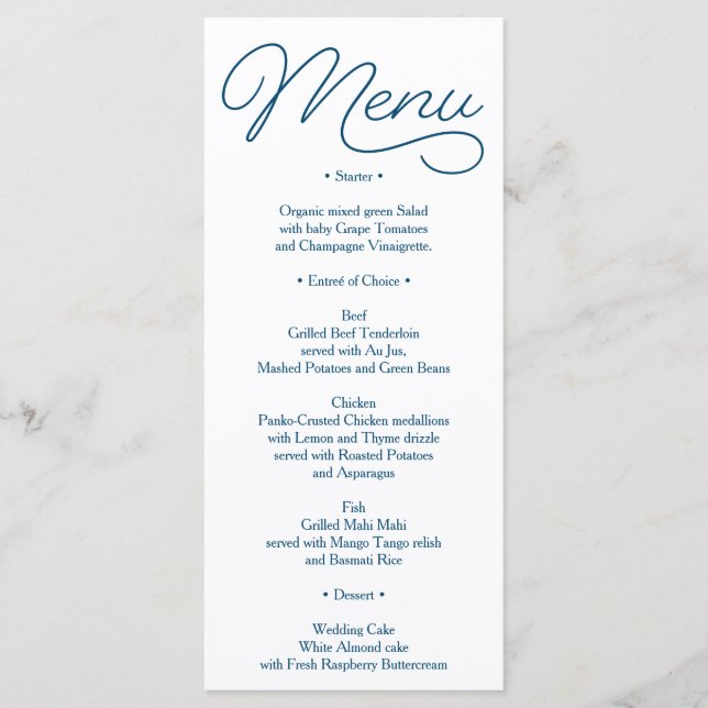 Navy Wedding Menu  - Bridal Shower Menu - Beloved (Front)