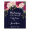 Navy wedding welcome sign burgundy florals