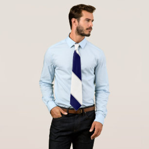 Navy White and Silver Tie