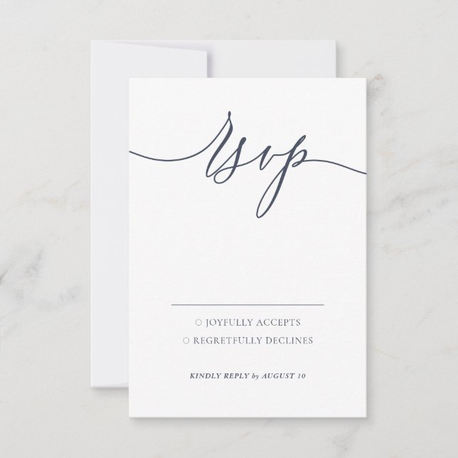 Navy White Basic Kindly Reply RSVP Card (Front)