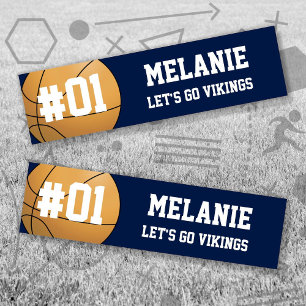 Navy White Basketball Team Bumper Sticker