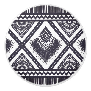 Navy White Boho Pattern Ceramic Pull