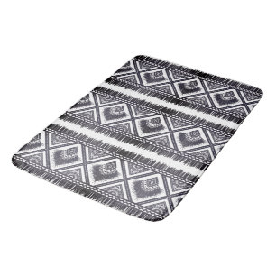 Navy White Boho Pattern Towel Bath Mat