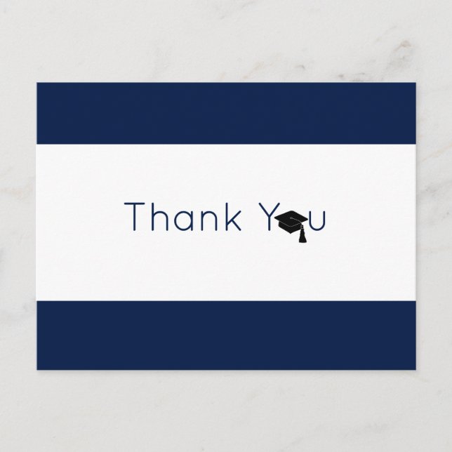 Navy White Bold Graduation Thank You Postcard (Front)