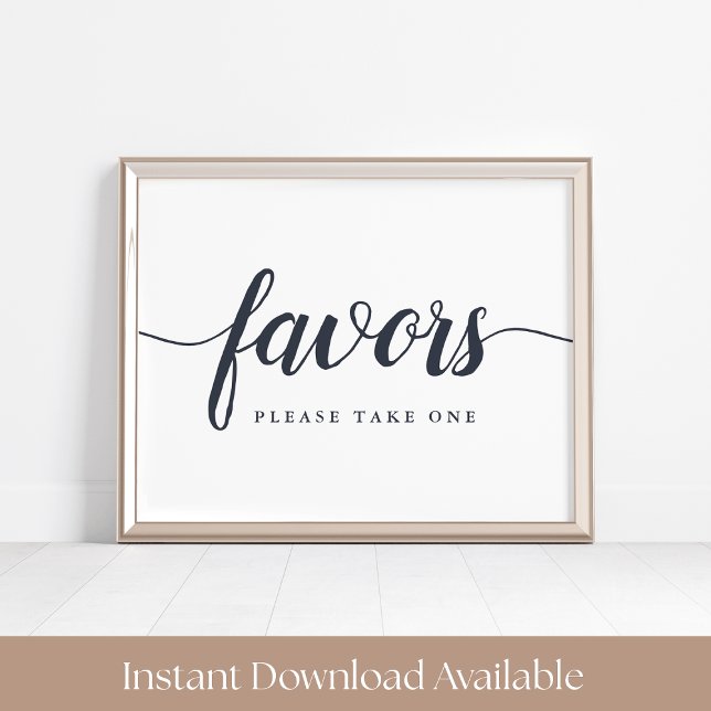 Navy & White Calligraphy Wedding Favour Sign (Creator Uploaded)