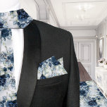 Navy White Cascading Peony Matching Pocket Square Bandana<br><div class="desc">A navy blue and white cascading peonies wedding pocket square that matches the tie Navy & White Cascading Peonies Wedding Neck Tie. It features a watercolor painted luxury bouquet of peonies,  eucalyptus and floral sprays in navy,  dusty blue and silver eucalyptus with a dusty blue watercolor wash background.</div>