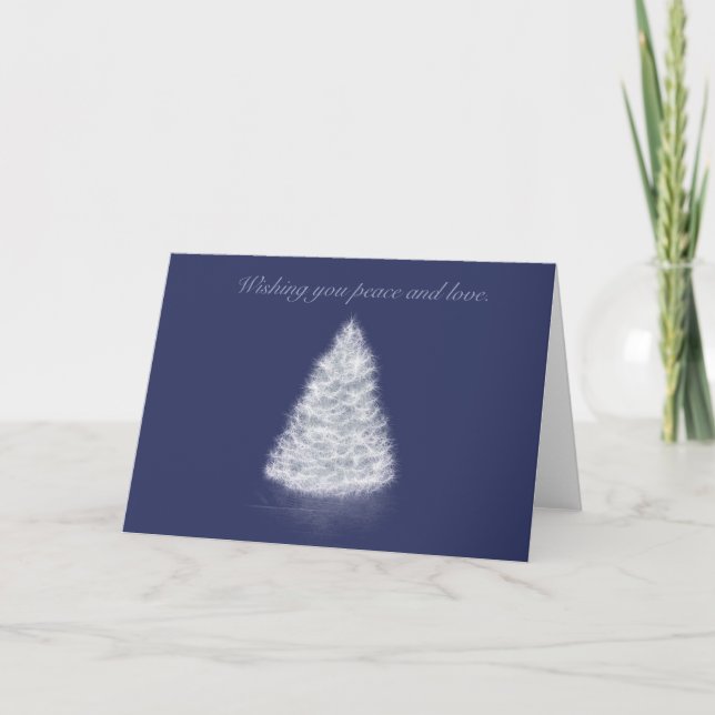 Navy, white Christmas tree holiday card snow  (Front)