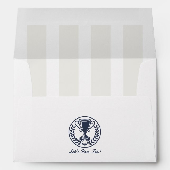 Navy, White & Cloud Dancer Preppy Golf Classic Envelope (Back (Bottom))
