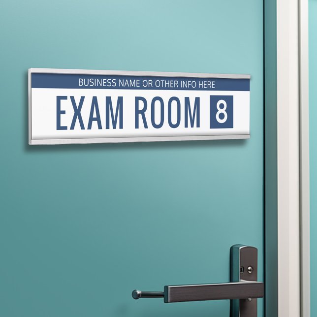 Navy White Exam Room for Dentist Doctor Office Door Sign (Exam Room Sign - Customize your text and colors)